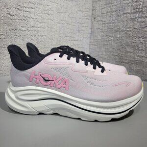Hoka One One Clifton 10 Wide Women's Size 7D US Pink Black Running Shoes 1162050